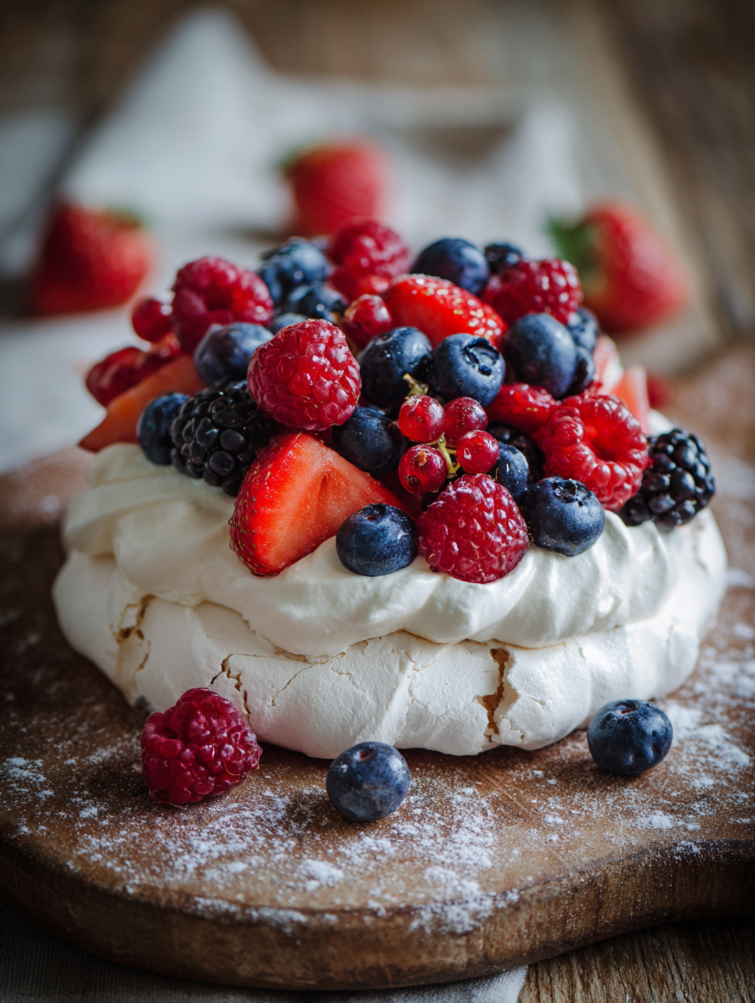 card recipe ingredients and instructions pavlova with fresh berries