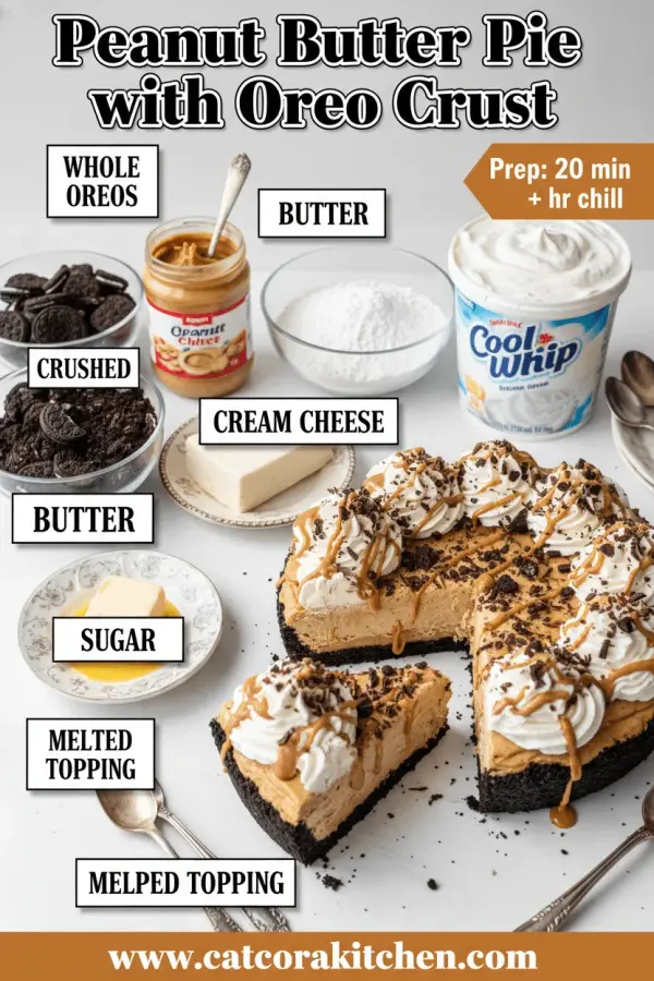 Peanut butter pie with Oreo crust ingredients