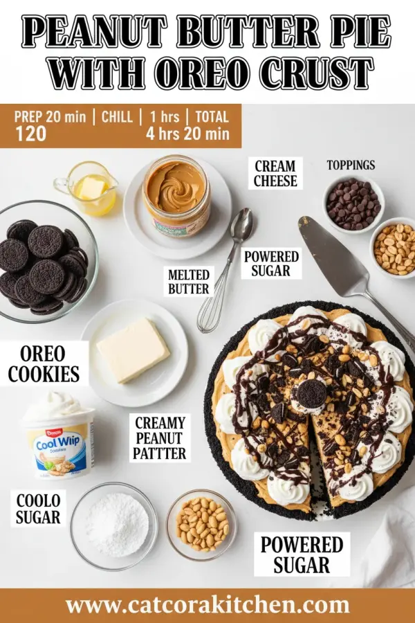 Peanut butter pie with Oreo crust ingredients