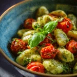 pesto gnocchi with cherry tomatoes
