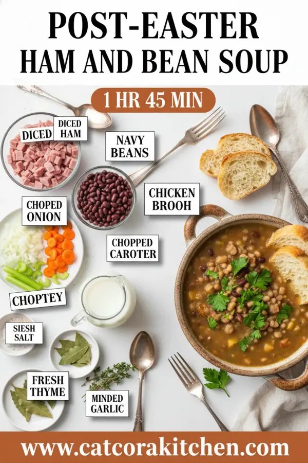 Post-Easter ham and bean soup ingredients