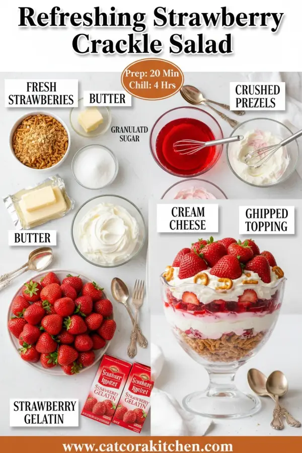 Refreshing Strawberry Crackle Salad ingredients