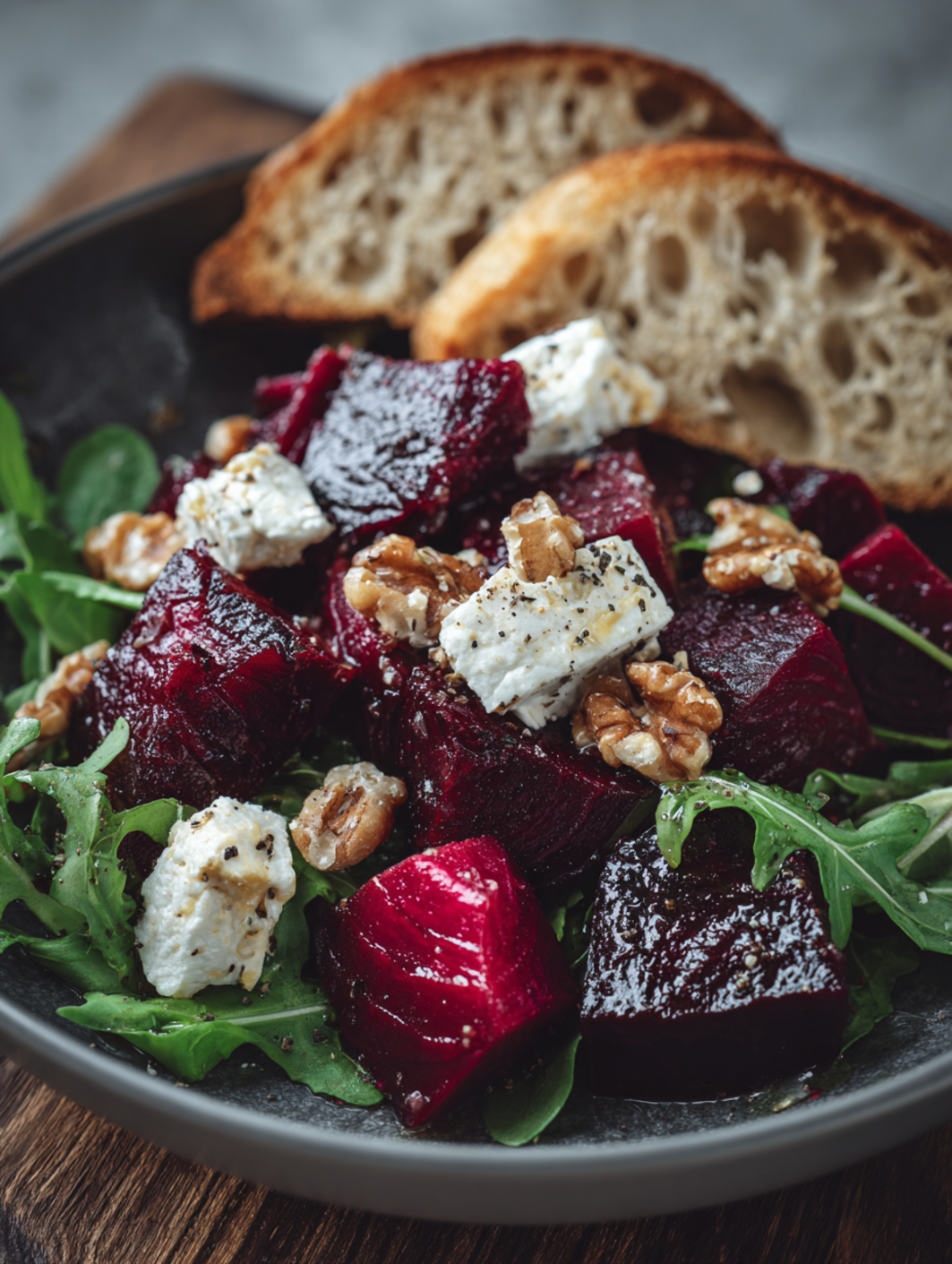 card recipe ingredients and instructions roasted beet and goat cheese salad