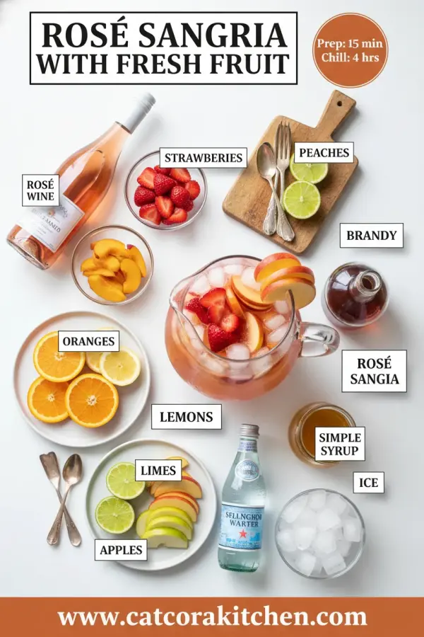 Rosé sangria with fresh fruit ingredients