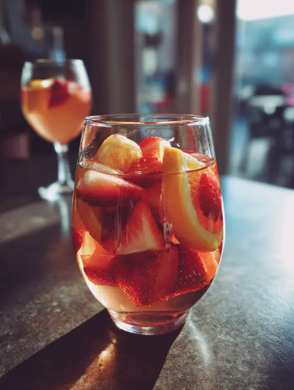 rosé sangria with fresh fruit