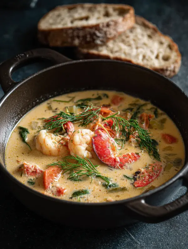 card recipe ingredients and instructions seafood chowder