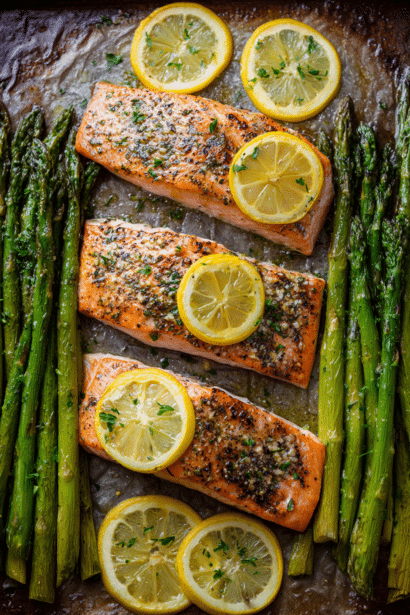 sheet pan lemon herb salmon and asparagus