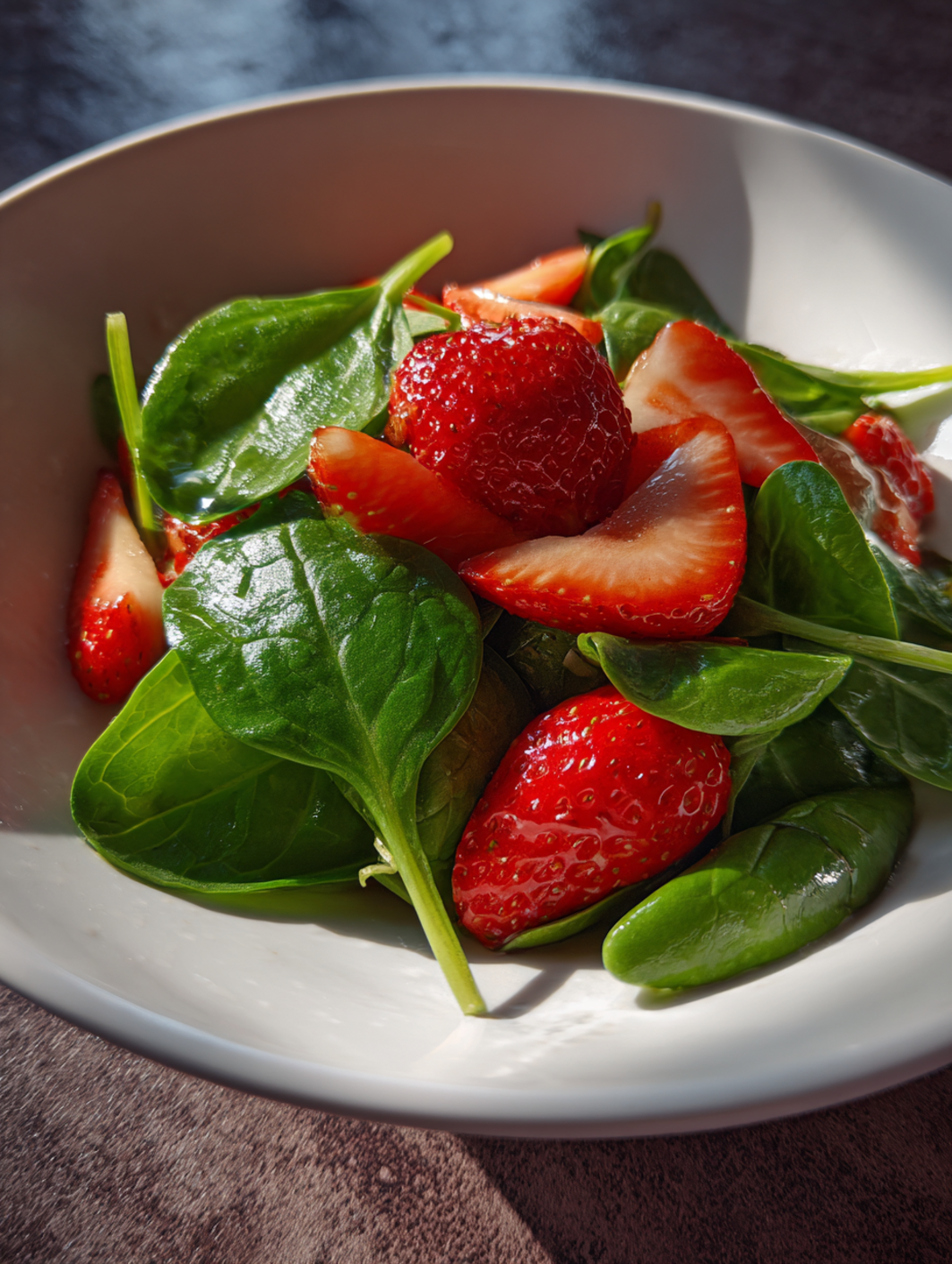 card recipe ingredients and instructions spinach and strawberry spring salad