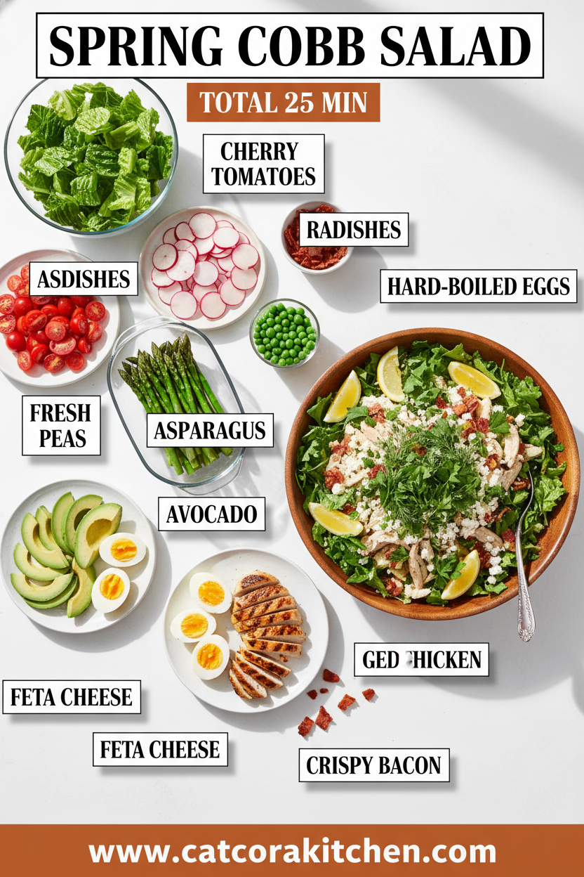 Spring Cobb salad ingredients