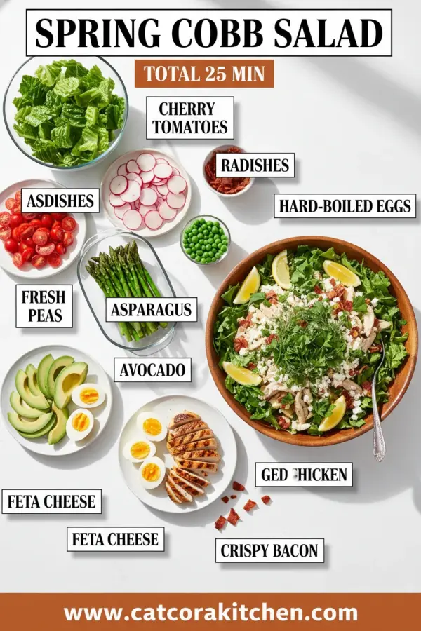 Spring Cobb salad ingredients