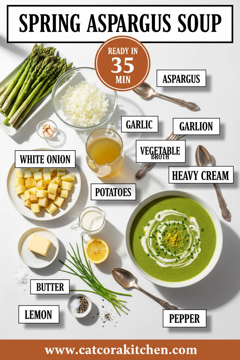 Spring asparagus soup ingredients