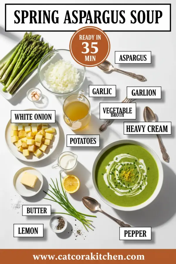 Spring asparagus soup ingredients
