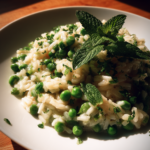 spring vegetable risotto with peas and mint
