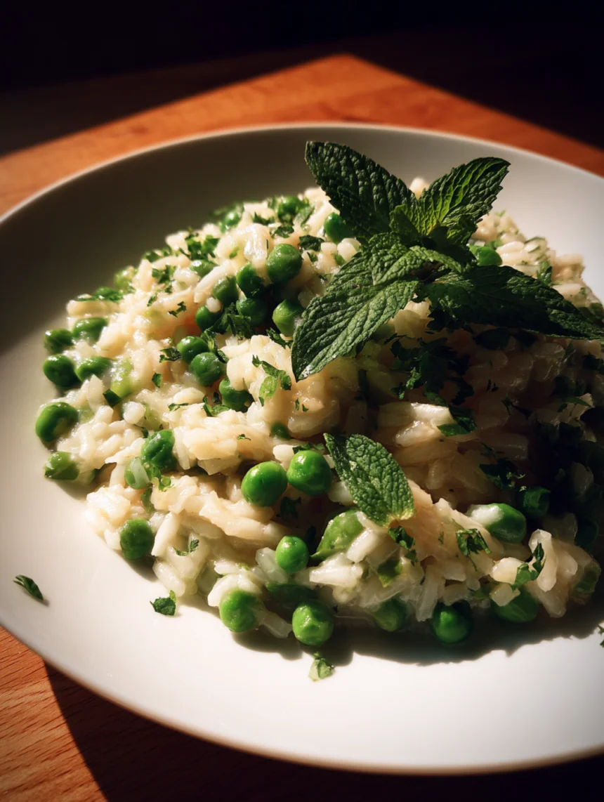 spring vegetable risotto with peas and mint