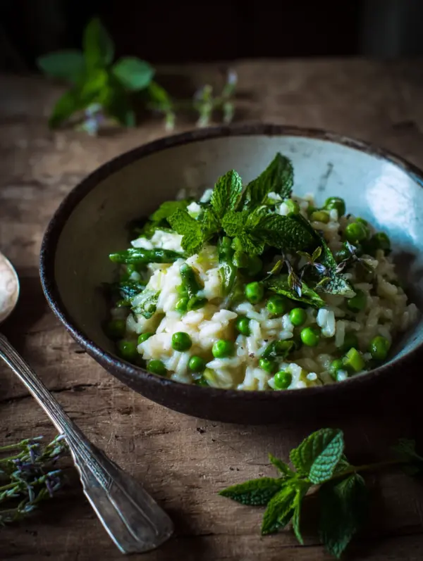 card recipe ingredients and instructions spring vegetable risotto with peas and mint