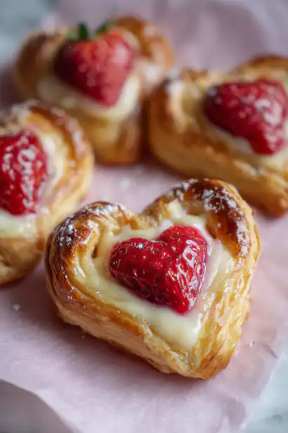 strawberry cream cheese heart danishes