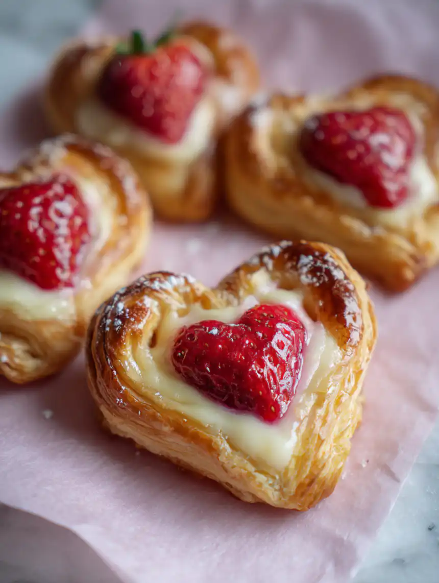 strawberry cream cheese heart danishes