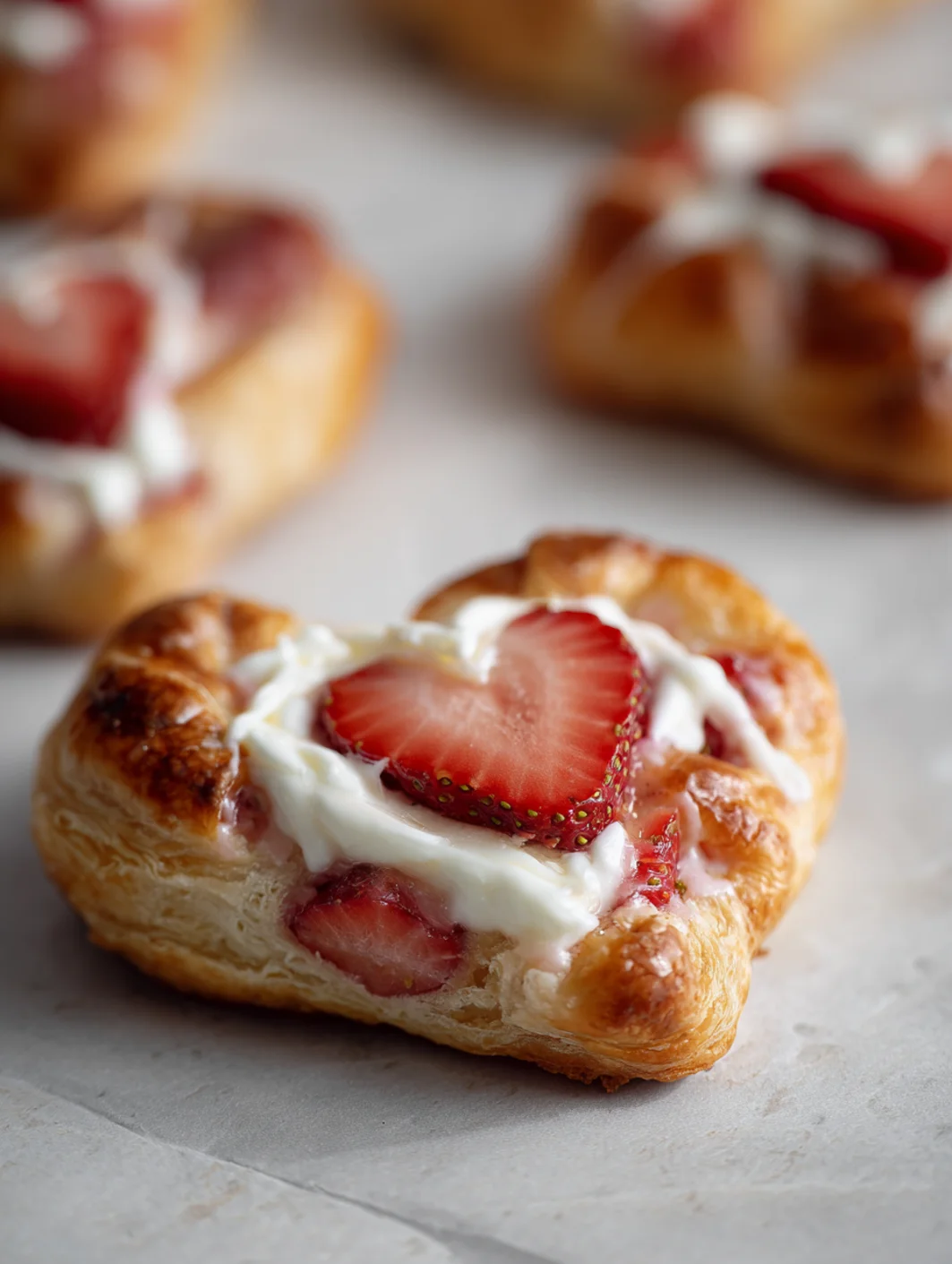 strawberry cream cheese heart danishes