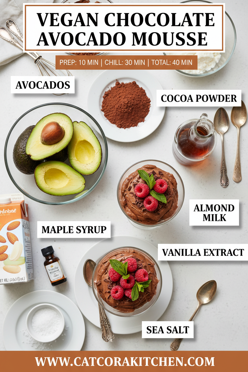Vegan chocolate avocado mousse ingredients