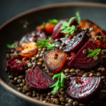 warm lentil salad with roasted beets