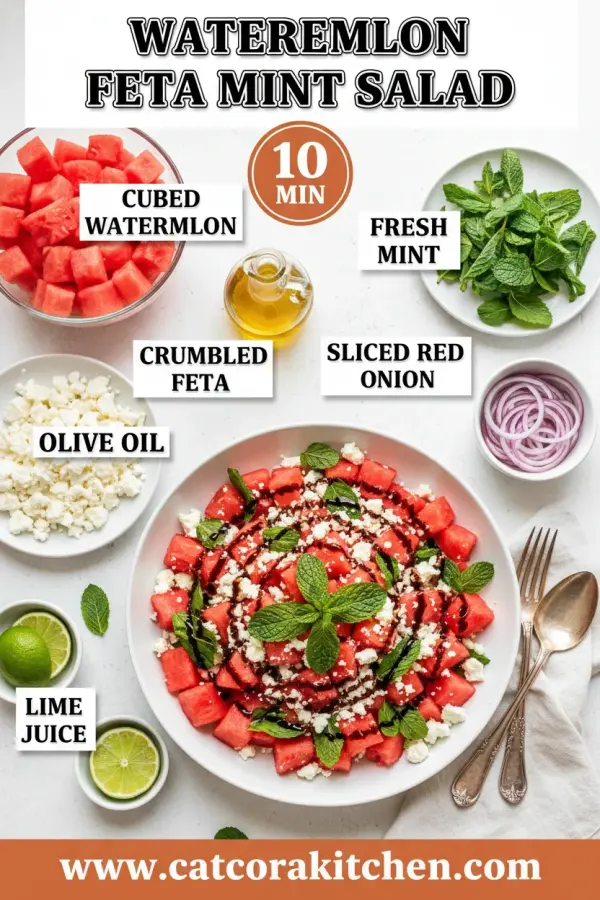 Watermelon feta mint salad ingredients