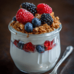 yogurt parfait with granola and berries