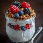 yogurt parfait with granola and berries