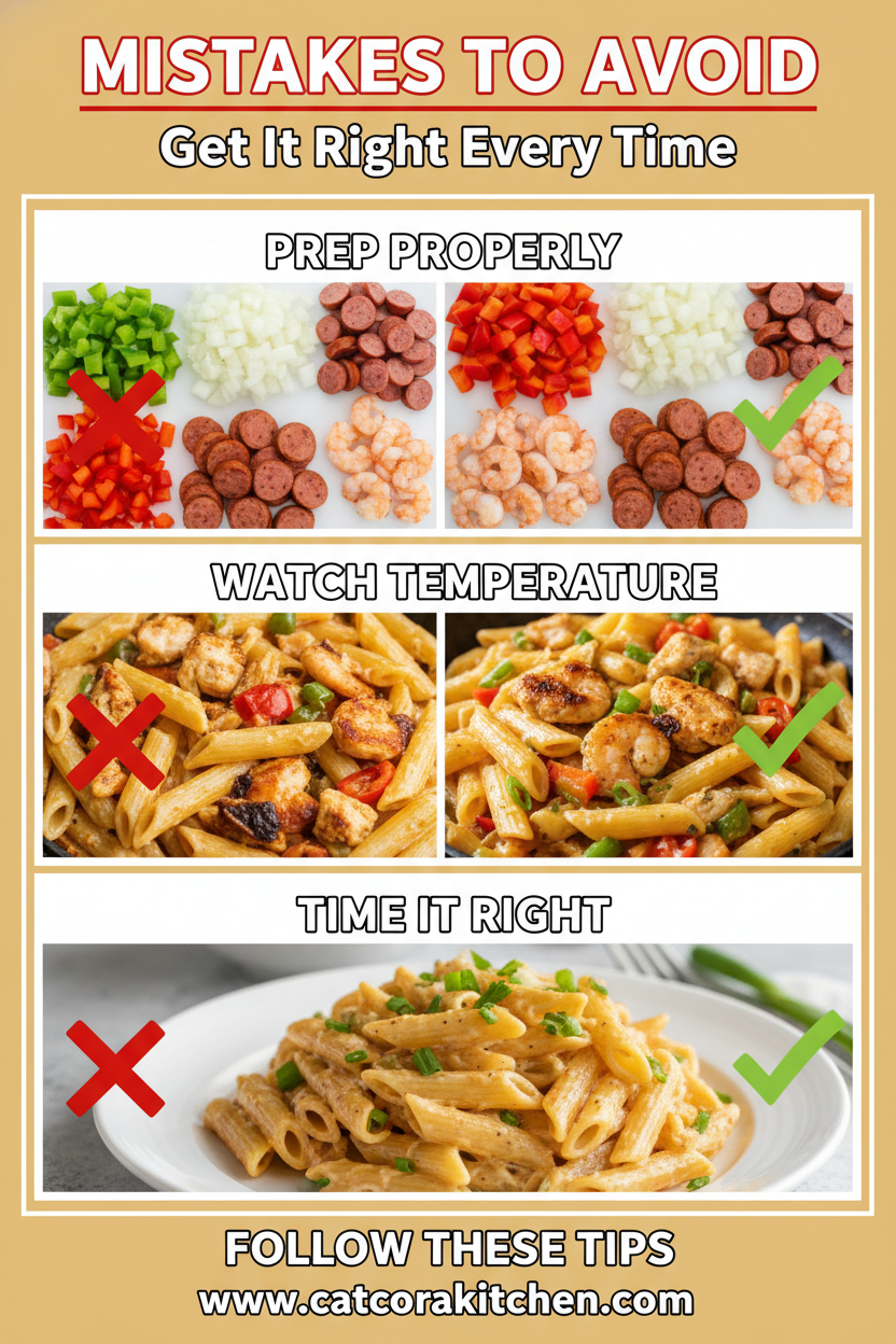 Cajun Pasta common mistakes